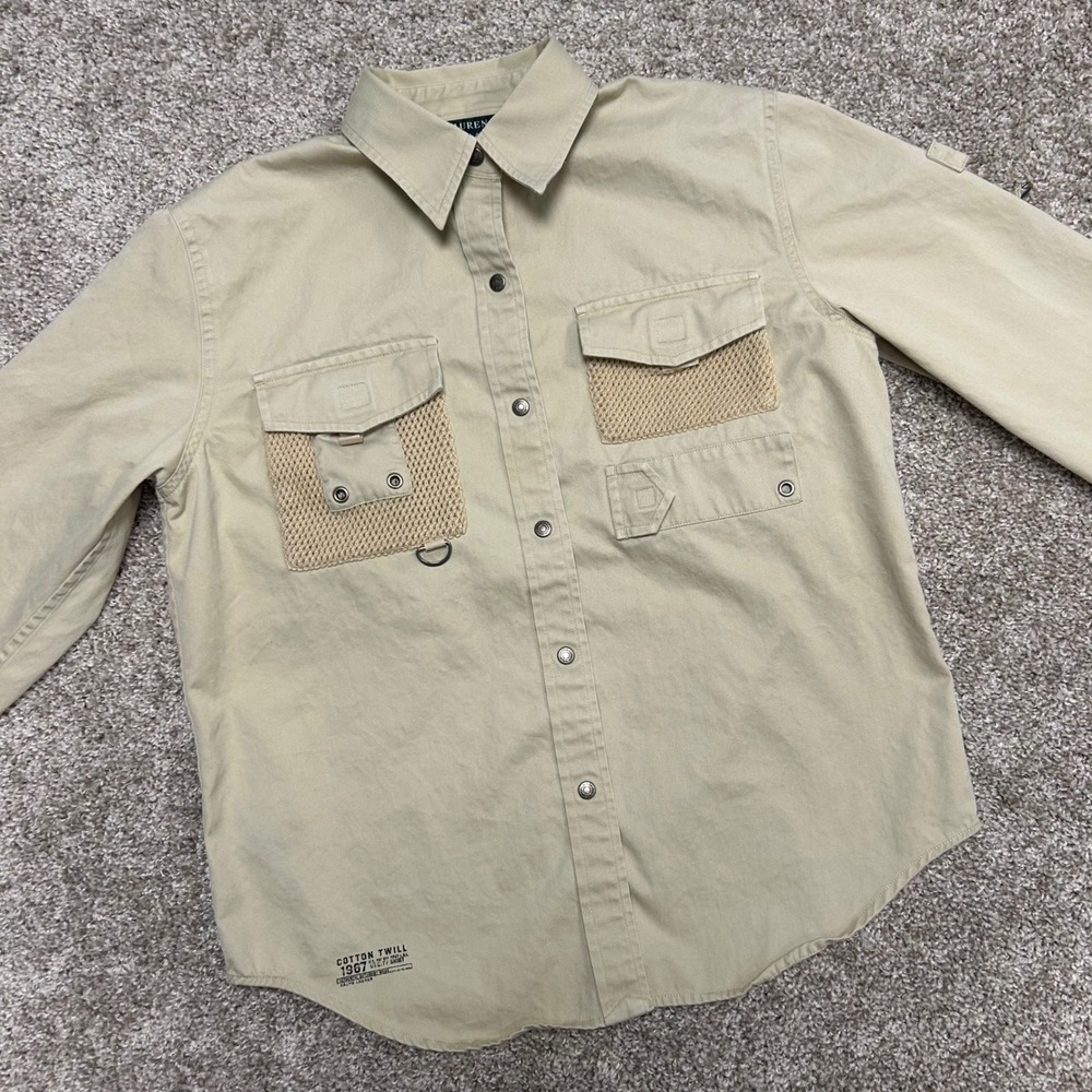 Vintage Lauren Ralph Lauren Petite Snap Front Safari Shirt Women Petite Small